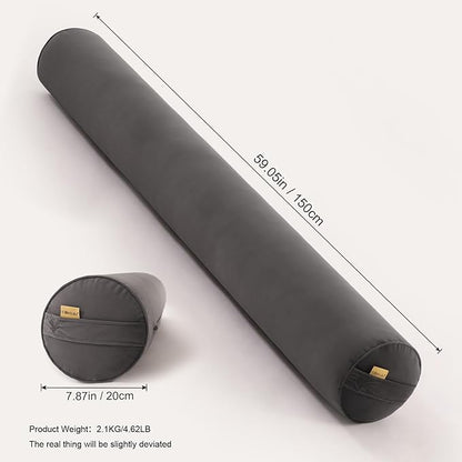 Long Pillow for Bed – Round Bolster Pillow for Adults, Body Pillow for Sleeping, Ergonomic Support,59 x 7.87 Inches,Steel Gray
