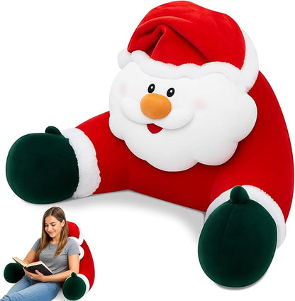 Breling Christmas Reading Pillows Santa Claus Pillow Gifts for Bed Sitting up, 30" x 19.7" Large Backrest Cushion with Arms Back Support for Reading Rest Sit up on Couch Sofa Floor