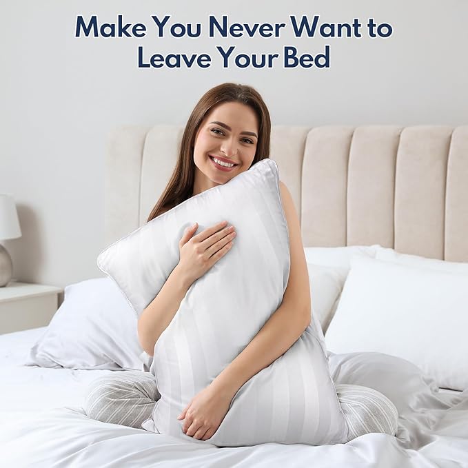 DIORIS Pillows King Size Set of 2 - Luxury Hotel Collection Bed Pillows for Sleeping, Supportive Fluffy Down Alternative Microfiber Filled for Back, Stomach Sleepers, Breathable & Skin-Friendly