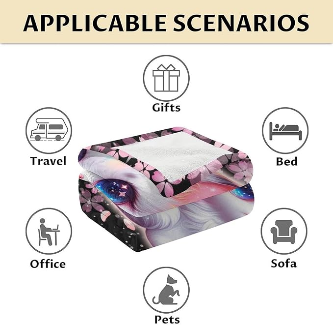 Women Blankets Cat Throw Blanket Gifts for Adult - 60" x 80" Inches Breathable Fuzzy Throws for Bed, Living Room
