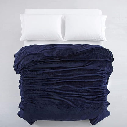IR Imperial Rooms Fleece Blanket Twin Size 60 x 80 Inches - Super Soft Fluffy Throw Blanket for Sofa and Bed - Warm and Cozy Lightweight 400 GSM Microfiber Bed Throws Blankets (Twin, Navy)