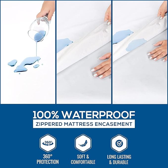 Utopia Bedding Waterproof Mattress Protector Full XL Size (Pack of 2), Zippered Mattress Encasement Bed Bug and Dust Mite Proof, Absorbent Six-Sided Mattress Cover