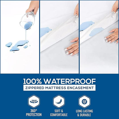 Utopia Bedding Waterproof Mattress Protector Full XL Size (Pack of 2), Zippered Mattress Encasement Bed Bug and Dust Mite Proof, Absorbent Six-Sided Mattress Cover