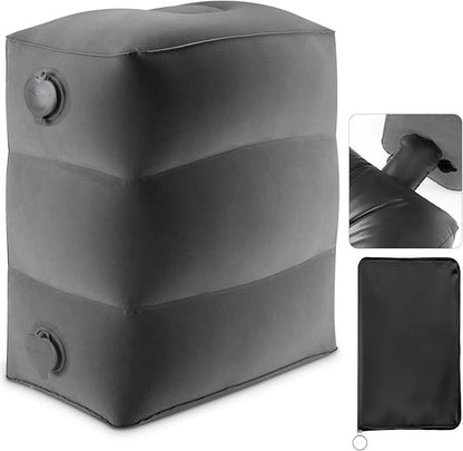 Maliton Inflatable Foot Rest Pillow for Travel,Kids Airplane Bed,Adjustable 3 Layers Height Leg Pillow of Air Travel Essentials,Car, Office, Home - Fast Inflation (Dark Grey)