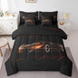 Feelyou Orange Race Car 7 Piece Bedding Set Full Size for Kids Boys Extreme Sport Games Comforter Set with Sheets Teens Toddler Fast and Furious Bed in a Bag Cool Modern Bed Set