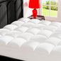 Topllen King Mattress Topper for Back Pain Relief, Extra Thick Pillow Top Plush Mattress Pad with Deep Pocket, Soft Pillowtop King Size Bed Toppers Filled Fluffy Down Alternative, White