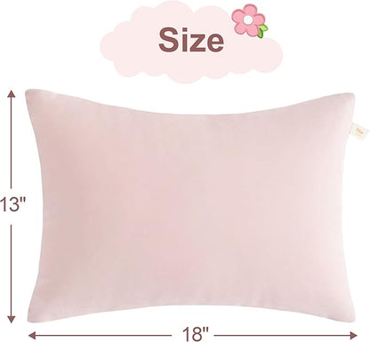 BEDSUM 2 Pack Pillows, 13"x18" Microfiber Pillow for Travel, Pets, Soft and Machine Washable Small Pillows for Neck, Wrist, and Knee Comfort, Pink