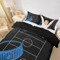 Ice Hockey Rink Print Duvet Cover Set Full Size, Ball Sports Games Themed Comforter Cover with 2 Pillowcases,Blue Hockey Stick Sporting Equipment Bedding Set for Girls Teens Present, Soft Microfiber