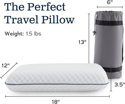Weekender Gel Memory Foam Camping Pillow - Travel Essentials & Must Haves - Camping Gear & Accessories - Contouring Neck Support - Small Size Compatible for Car, Airplane, and Beach - 1 Pack