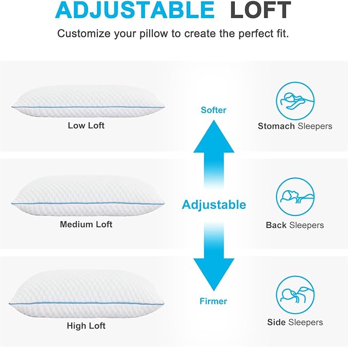 VVZ Body Pillow for Adults,Shredded Memory Foam Pillows for Side Sleeping, Pregnant Women, Luxury Cool Adjustable Firm Long Pillow for Bed, Big Large Full Body Pillow for Sleeping,20x54 Inch, White