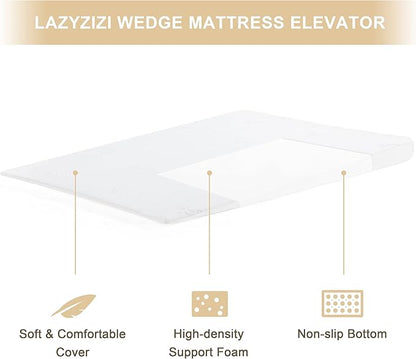King Inclined Wedge Mattress Topper, 5-Inch, Washable, Non-Slip Bottom, Promotes Better Sleep, Reduces Snoring, GERD Relief
