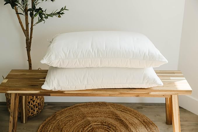 Woolino Premium Wool Pillow, Breathable 100% Wool Fill & Organic Cotton Cover Pillow Insert & Washable Quilted Shell, Sleeping Pillow with Adjustable Loft to Customize Thickness, Queen - 20x30 Inches