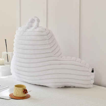 Yaoshuho Large Reading Pillow for Adults, Back Support Pillow for Sitting Up in Bed with Arms, Couch for Lounging Bedrest, White