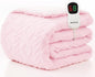 Heated Electric Blanket Twin Size-62"x84" Heating Blanket with 10 Heating Levels & 5 Time Settings Over-Heat Protection，Winter Warmer for Adults with ETL Certification（Pink）