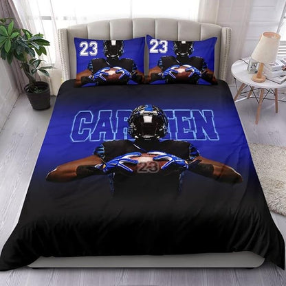 Personalized American Football Bedding Set, Kids 3 Piece Duvet Cover Set with Pillow Shams for Teens Boys, NO Comforter, Twin Size for Rugby Lovers (Football 16)
