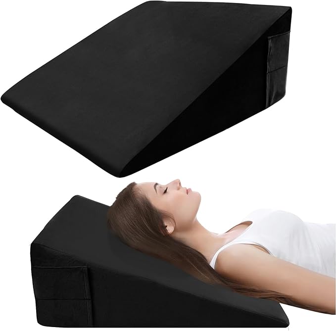 Memory Foam Bed Wedge Pillow (10"x24"x24") - Acid Reflux & Back Pain Relief, Anti-Snoring Incline Design, Removable Washable Cover for Sleep & Post-Surgery Support