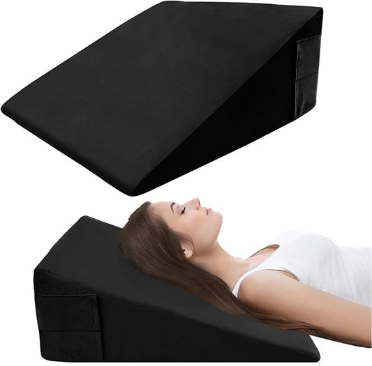 Memory Foam Bed Wedge Pillow (10"x24"x24") - Acid Reflux & Back Pain Relief, Anti-Snoring Incline Design, Removable Washable Cover for Sleep & Post-Surgery Support