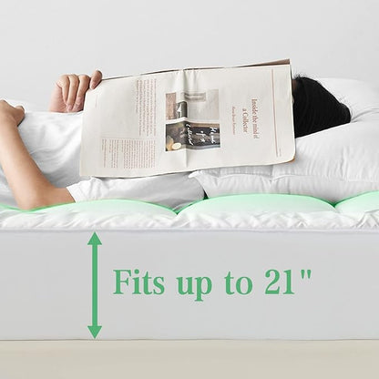UNILIBRA Cal King Size Mattress Pad Cooling Rayon from Bamboo, Quilted Fitted Mattress Protector Pillow Top Long Mattress Cover with Deep Pocket Up to 21 Inches, Ultra Soft Filling Mattress Topper