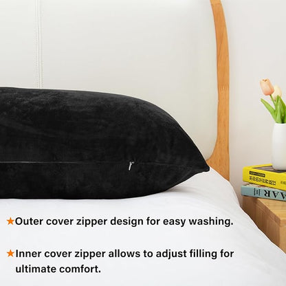 Body Pillow, Memory Foam Body Pillows for Adults Sleeping, Long Pillow for Bed, Big Large Firm Full Body Pillow for Side Sleeper, 20x54 Inch, Black