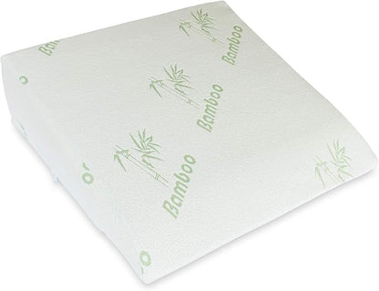 InteVision Foam Bed Wedge Pillow (26" x 25" x 7.5") and Headrest Set, 2" Memory Foam Top - Helps Relief from Acid Reflux, Post Surgery, Snoring