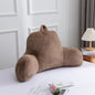 Holawakaka Large Faux Fur Bed Rest Pillow with Arms, Rabbit Fur Reading Pillows Perfect for Adults Men Women, Arm, Back, Pregnancy Lumbar & Head Neck Coccyx Lower Back Support Cushion (Khaki)