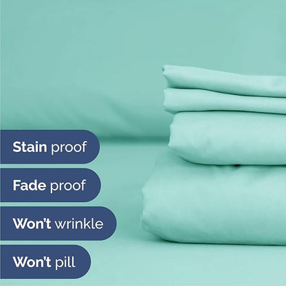 Cal King 6 Piece Sheet Set - Comfy Breathable & Cooling - Ultra-Soft Hotel Luxury Bedding Set w/ 8-16 Inch Deep Pockets - 1 Flat & 1 Fitted Sheet & 4 Pillowcases - Wrinkle Free & Easy Care - Spa Blue