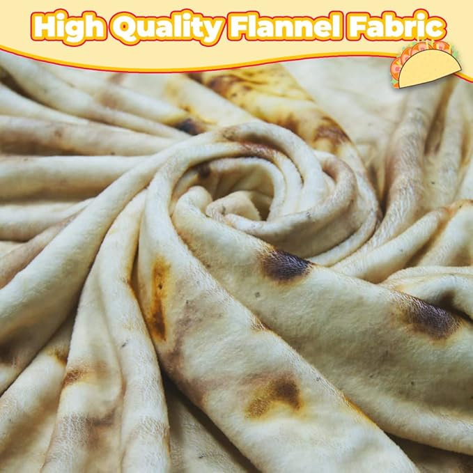HDFK Tortilla Blanket Adult Size Kids Realistic Food Fleece Yellow Taco Cheese Fluffy Throw Blankets Flannel Funny Novelty Present 71 inches Cozy Soft White Elephant Double Sided