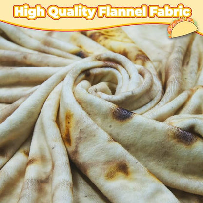 HDFK Tortilla Blanket Adult Size Kids Realistic Food Fleece Yellow Taco Cheese Fluffy Throw Blankets Flannel Funny Novelty Present 71 inches Cozy Soft White Elephant Double Sided