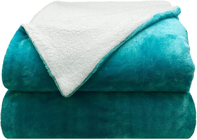 Comfort Lab Reversible Flannel Sherpa Blanket - Elegant Fluffy Bed Blankets for Bedroom and Home Decor - Anti Pilling Non Shedding Cozy & Warm Fleece Cover - Twin/Twin XL (66" x 90") - Teal