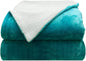 Comfort Lab Reversible Flannel Sherpa Blanket - Elegant Fluffy Bed Blankets for Bedroom and Home Decor - Anti Pilling Non Shedding Cozy & Warm Fleece Cover - Twin/Twin XL (66" x 90") - Teal