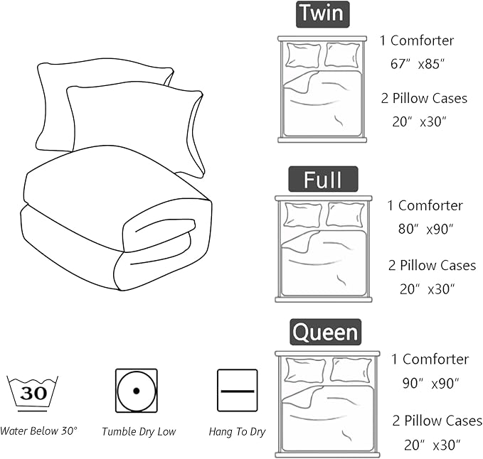 Kids Zoo Animal Full Bedding Sets, Cartoon Wild Animals Comforter Set Safari Animals Print Comforter for Boys Girls Children Teens Bedroom Decor with 1 Comforter and 2 Pillowcases