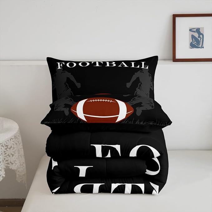 Football Bedding Set Rugby Sports Comforter Soccer Ball Game Comforter Set for Kids Adults American Football Player Duvet Set Ultra Soft Room Decor Full Size Quilt Set