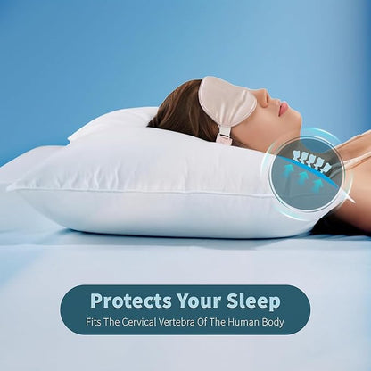 Shilucheng Canadian Goose Down Pillows Standard Size Set of 1, 750+ Fill Power Side Sleeper Pillow for Sleeping Neck Pain Relief,100% Cotton Shell Hotel Quality Pillows（White,20" x 26"）