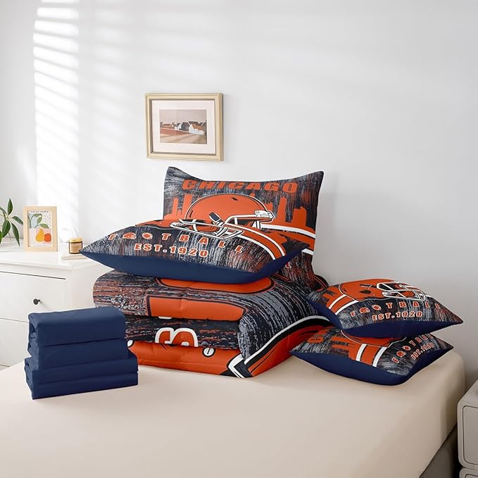 Erosebridal Football Bedding Set King for Boys Kids Gridiron Bed in A Bag, Sports Gaming Themed Bed Set Gifts for Rugby Sports Fans Decorative All Season Home Decor