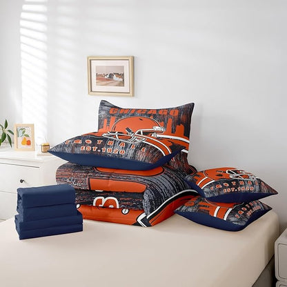 Erosebridal Football Bedding Set King for Boys Kids Gridiron Bed in A Bag, Sports Gaming Themed Bed Set Gifts for Rugby Sports Fans Decorative All Season Home Decor