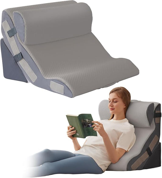 3PCS Wedge Pillow Set for After Surgery, Back Pillow for Bed Sitting up, 10-in-1 Foam Wedge Pillow for Acid Reflux & Back Pain Relief, Post Surgery Pillow for GERD & Snoring, Grey