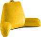 Reading Pillow for Sitting in Bed Adult, X-Large Reading Pillow with Shredded Memory Foam, Back Pillow for Sitting Up with Extend Arms, Pockets, Bed Pillow with Washable Cover, Yellow