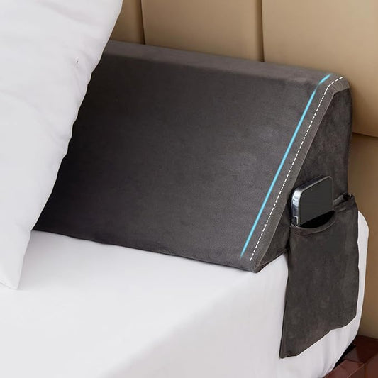 Bedluxe Queen Bed Wedge Pillow for Headboard, Wedge Pillow Headboard, Pillow Wedge for Headboard Gap, Bed Gap Filler - Fill The Gap (0-7") Between Headboard and Mattress (Short Plush, 60"x10"x6")