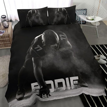 Personalized American Football Bedding Set, Kids 3 Piece Duvet Cover Set with Pillow Shams for Teens Boys, NO Comforter, Twin Size for Rugby Lovers (Football 18)