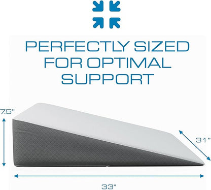 Kolbs Extra Wide Bed Wedge Pillow for Sleep Apnea, Acid Reflux, and Back Pain Relief, with Chic Jacquard Cover - Headboard GERD Pillow Wedges for Sleeping (Extra Wide 7.5" Height)