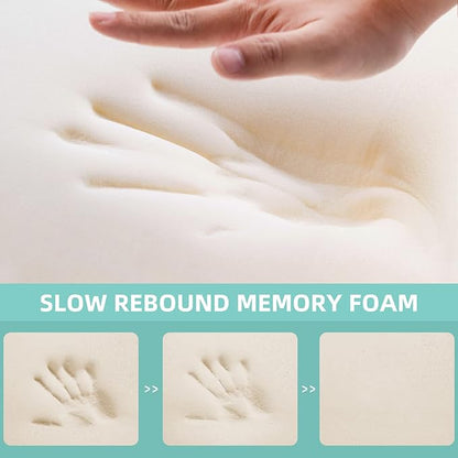 Soft Contour Memory Foam Pillow for Neck Support, Cervical Orthopedic Pillows for Sleeping, Ergonomic Bed Pillow for Side, Back and Stomach Sleepers