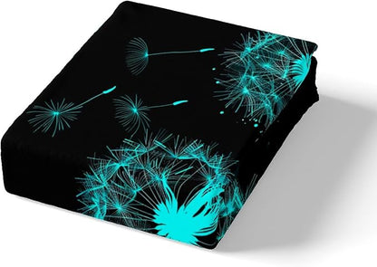 Dandelion Comforter Set Full Size, Green Blue Glowing Botanical Theme Bedding Comforters with 2 Pillowcases, Natural Bohemian Style Microfiber Polyester Quilt Set for Girls Teens Bedroom Decor
