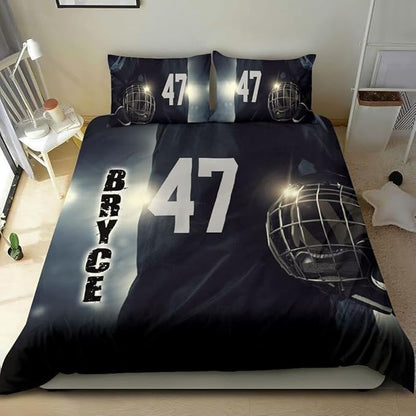 Personalized American Football Bedding Set, Kids 3 Piece Duvet Cover Set with Pillow Shams for Teens Boys, NO Comforter, Twin Size for Rugby Lovers (Football 13)