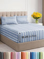 Extra Deep Twin XL Sheet Set - 4 Piece Breathable and Cooling Sheets - Hotel Luxury Bed Sheets Set - Easy Fit - Soft, Wrinkle Free and Comfy Sheets Set - Blue Striped Sheet Set with Extra Deep Pockets