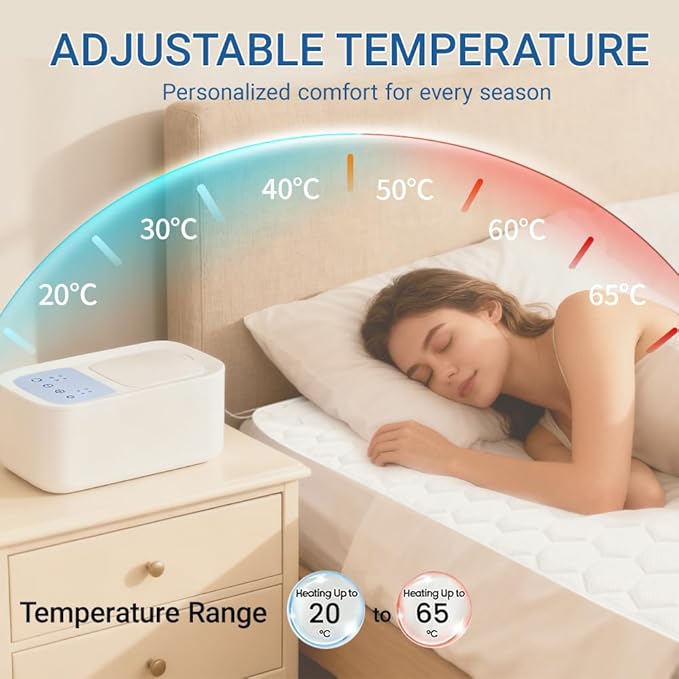 Water Heated Mattress - 20-65℃ Intelligent Temp Control, High-Grade Frosted PVC Hose, Comfort Hydraulic Heating, All-Season Use(Twin-XL)