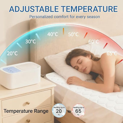 Water Heated Mattress - 20-65℃ Intelligent Temp Control, High-Grade Frosted PVC Hose, Comfort Hydraulic Heating, All-Season Use(Twin-XL)