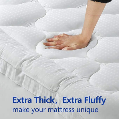 EASELAND California King Mattress Topper Pillow Top Mattress Cover Quilted Fitted Mattress Protector Cotton Top 8-21" Deep Pocket Extra Thick Mattress Pad (72x84 Inches, White)