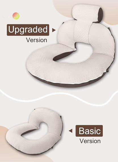 INSEN Reading Pillow, Back Pillow for Sitting in Bed and Couch, Gaming Pillow for Adults, Sit Up Support for Bed (Dot Velvet-Brown, Upgraded)