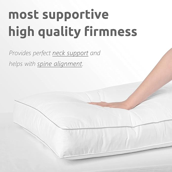 Dreamhood Medium Soft Standard Goose Feather Down Pillow for Side Sleepers, Made in USA, Breathable and Skin-Friendly Cotton Cover, 1 Pack, 18 x 26 Inches