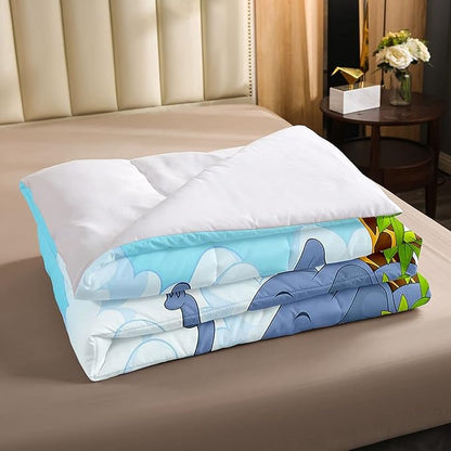 Feelyou Kids Cartoon Animal Soft Comforter Set Jungle Elephant Lion Zebra Giraffe Monkey Bedding Set Cute Quilt Collection 3Pcs Queen Size Boys